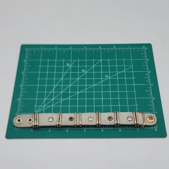 Leather Snap Gold and Silver Bracelet - Picture 7 of 15